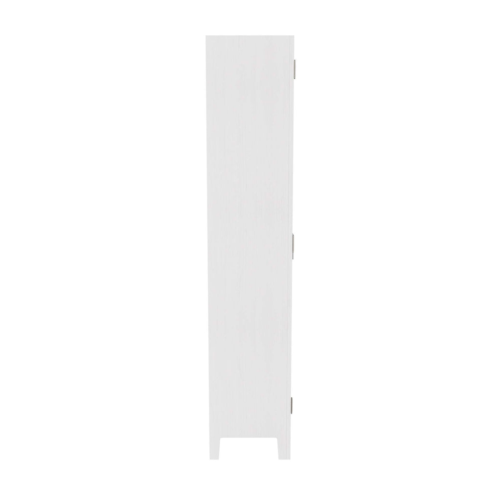 Narrow white storage cabinet