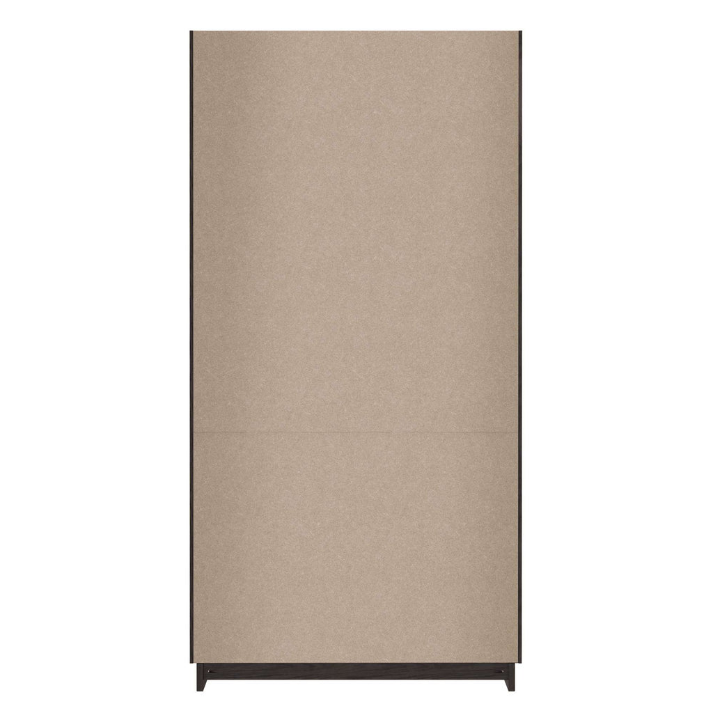 Plain, tall storage cabinet with a beige front