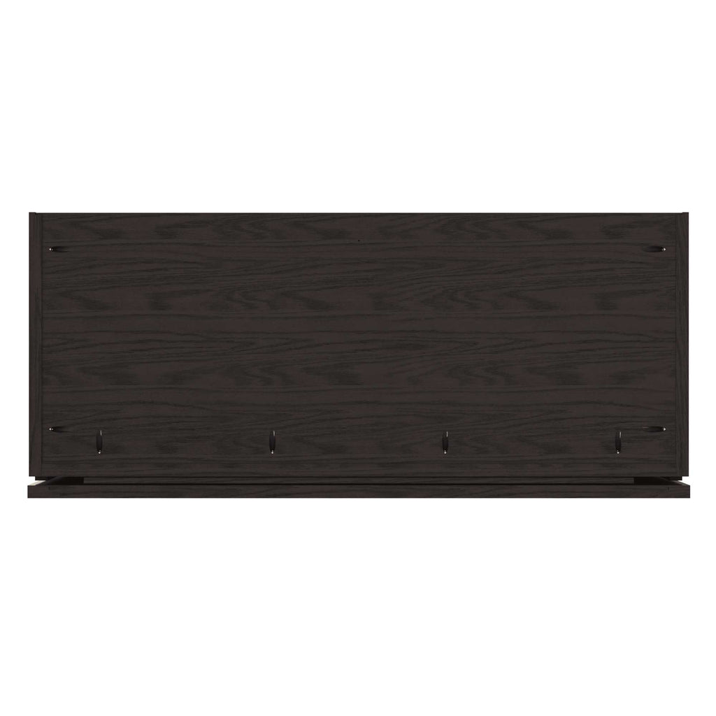Dark wooden cabinet with a minimalistic design.