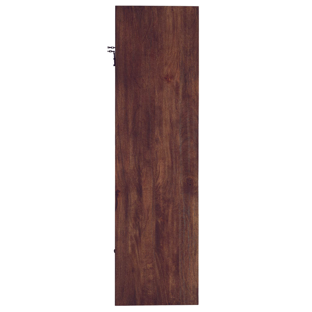 Tall wooden door with a rich, textured finish