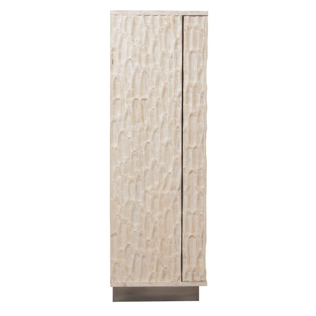 Tall cabinet with a textured beige surface