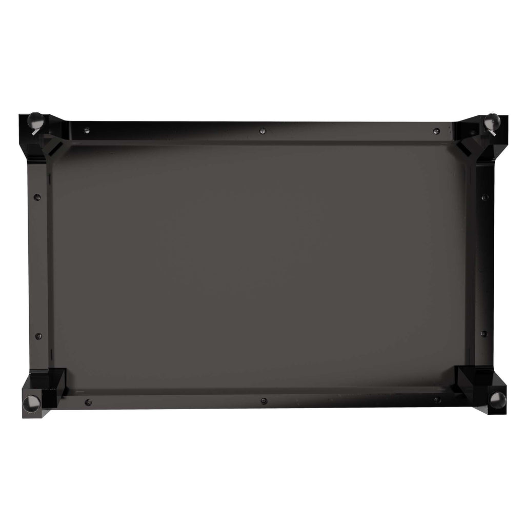 Black, rectangular mounting plate with reinforced corners.
