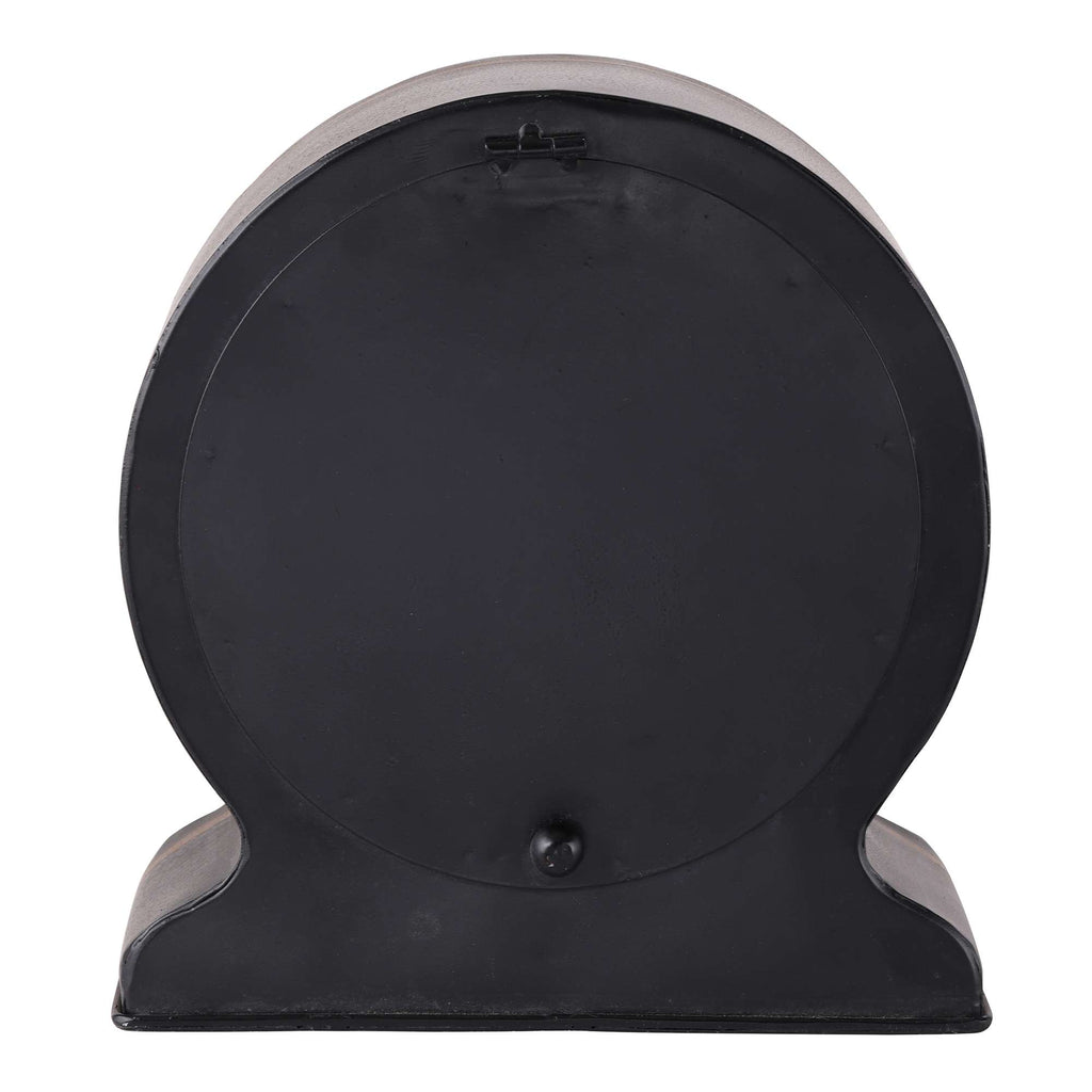 Back view of a black cylindrical object