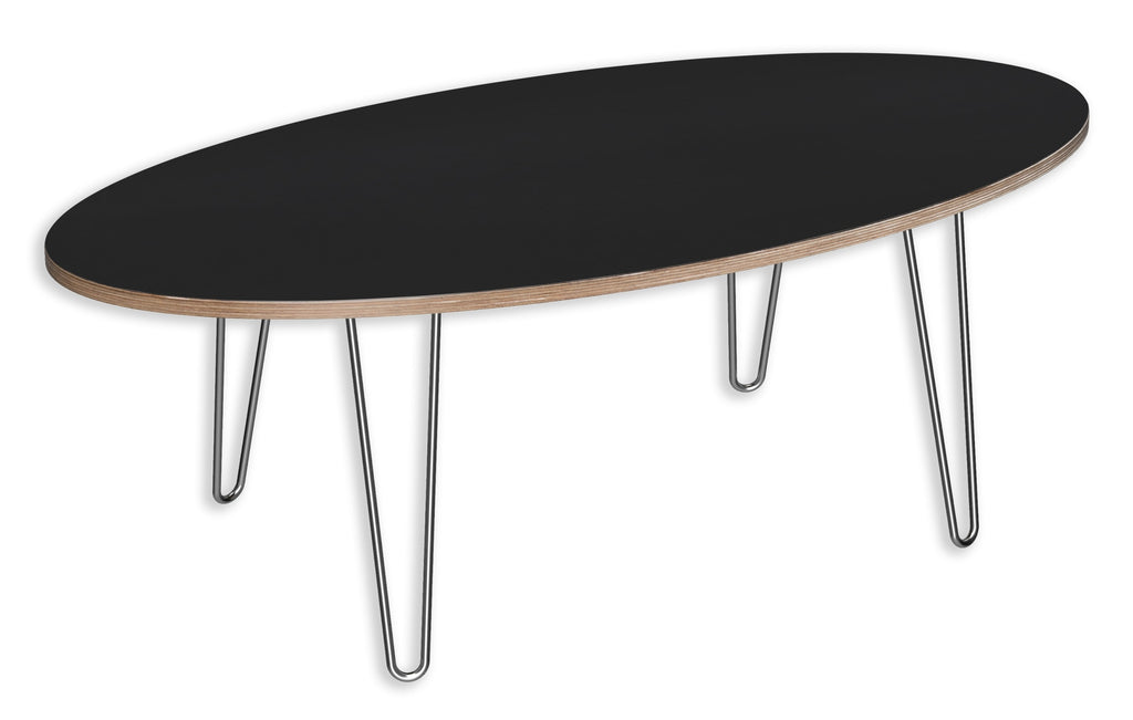 991071MB DesignerPly Oval Coffee Table: Matte Black