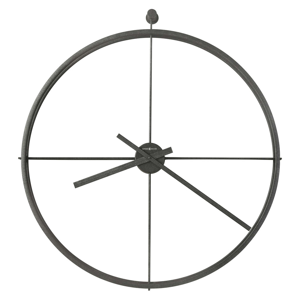 Minimalist wall clock with a circular design and black metal finish.