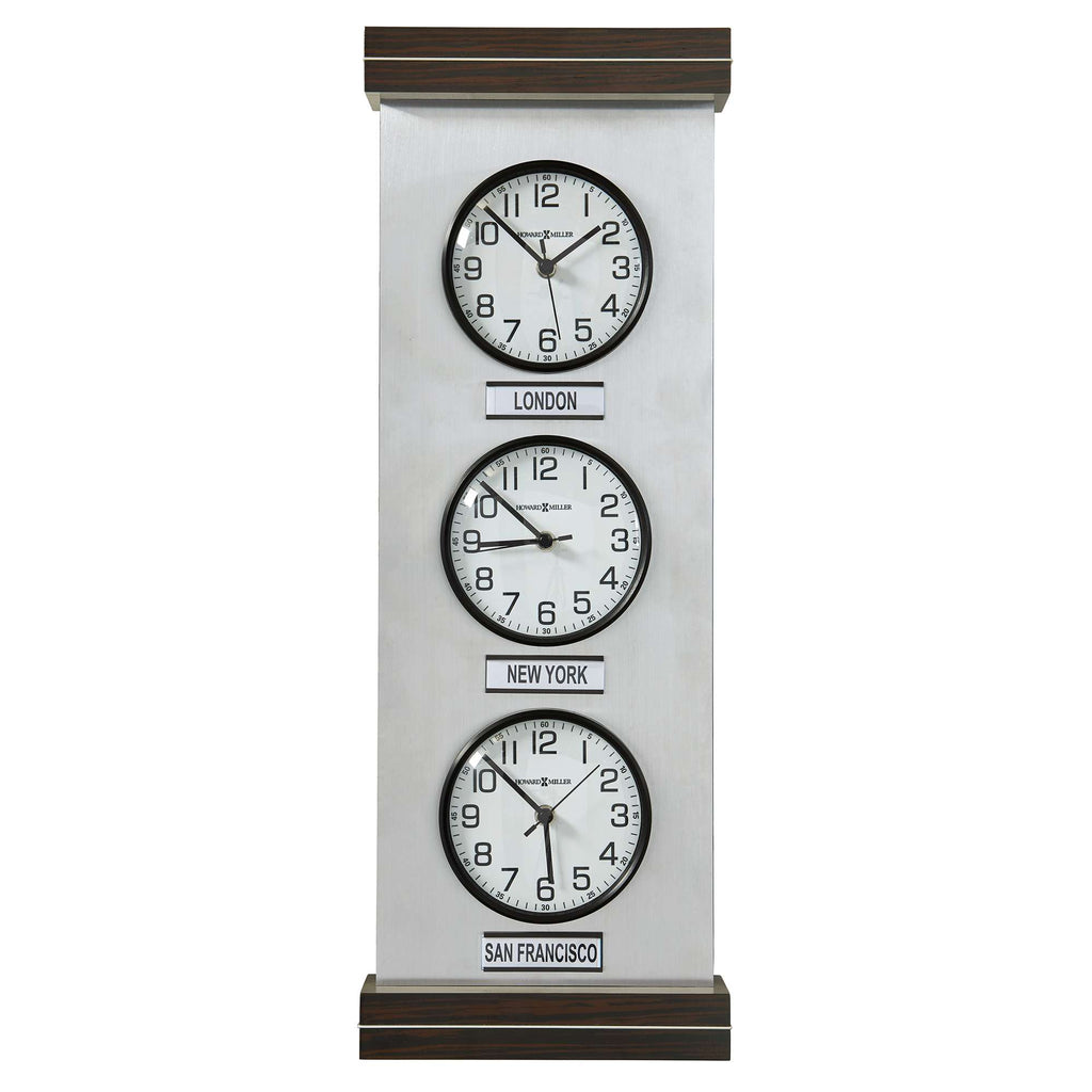 Wall clock displaying time for London, New York, and San Francisco