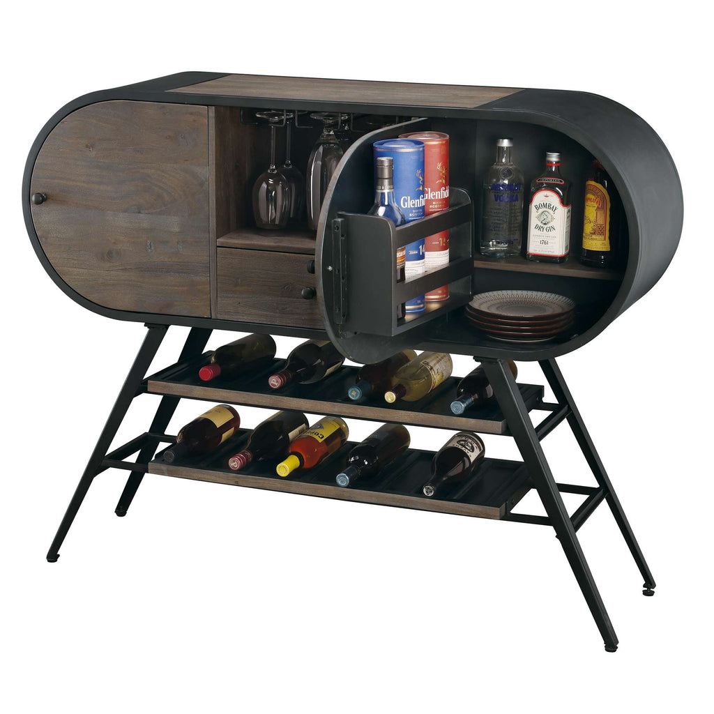 Modern bar cabinet with wine storage and bottle display