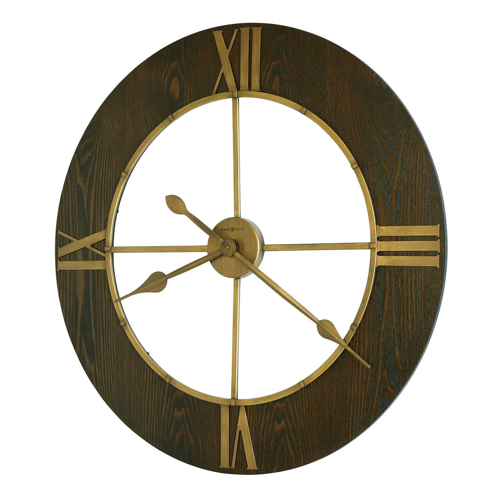 Wall clock with Roman numerals and a wooden frame
