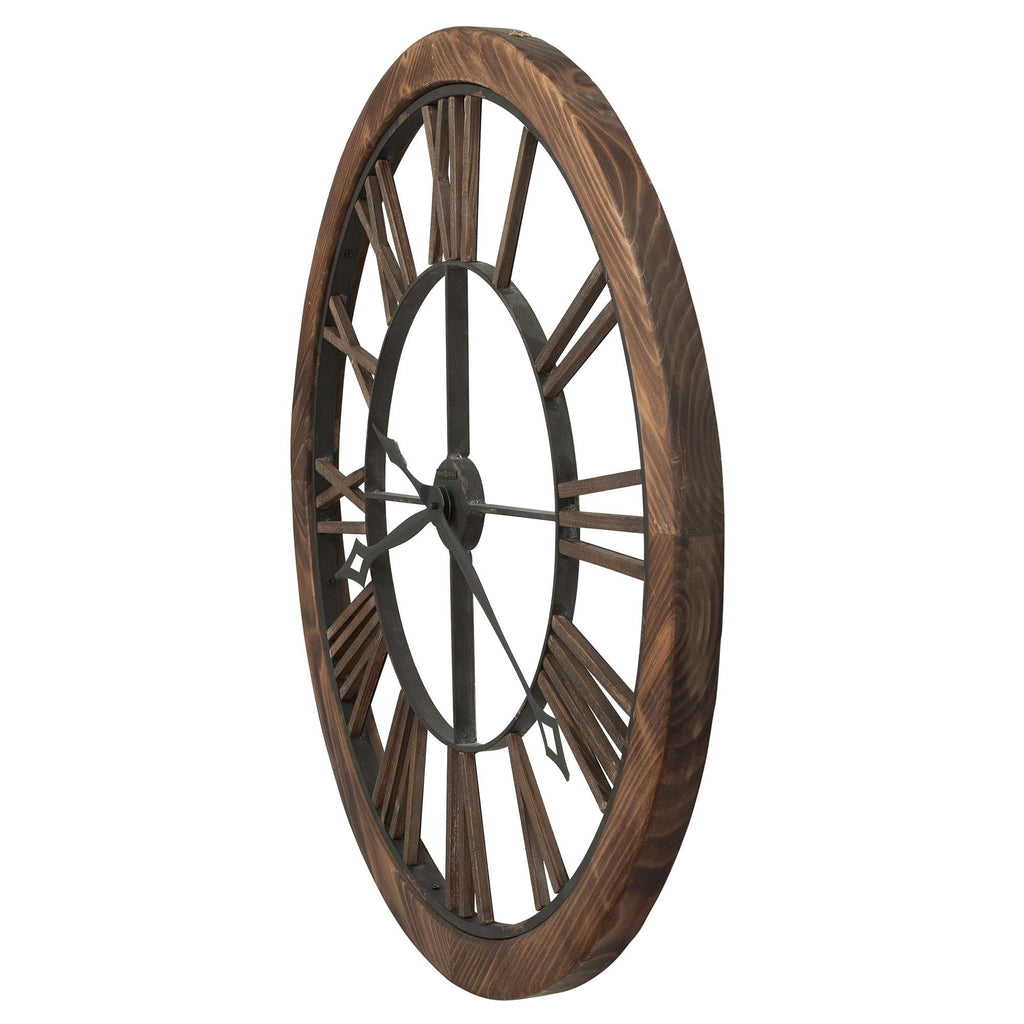 Vintage wooden wall clock with Roman numerals