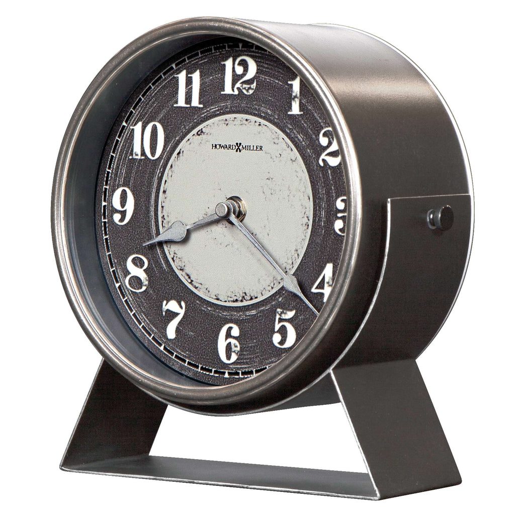 Vintage-style round alarm clock with black numbers on a white dial