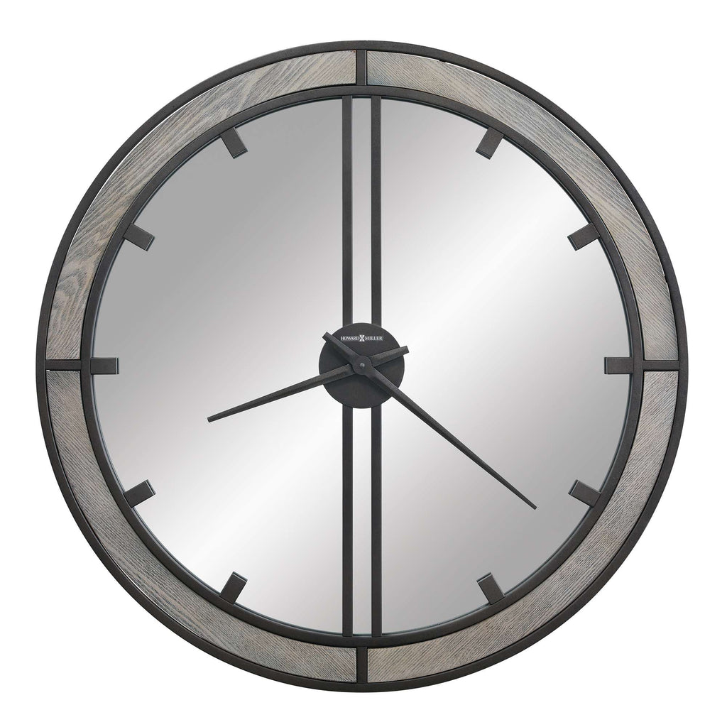 Round wall clock with a wood and metal design