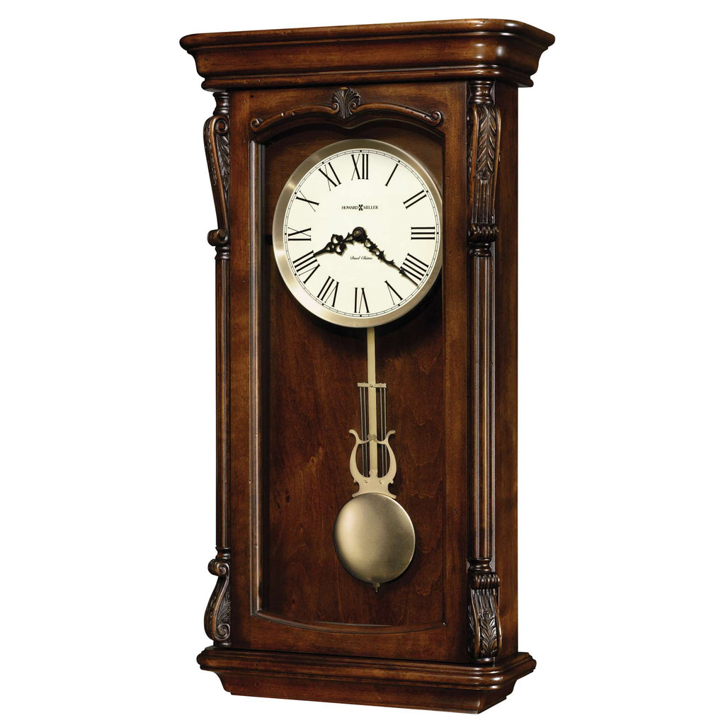 Wall clock with a wooden frame and Roman numerals
