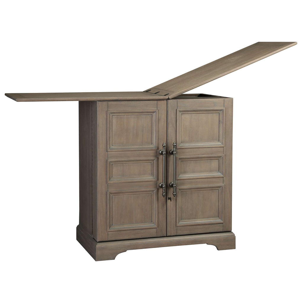 Wooden cabinet with a hinged top and double doors