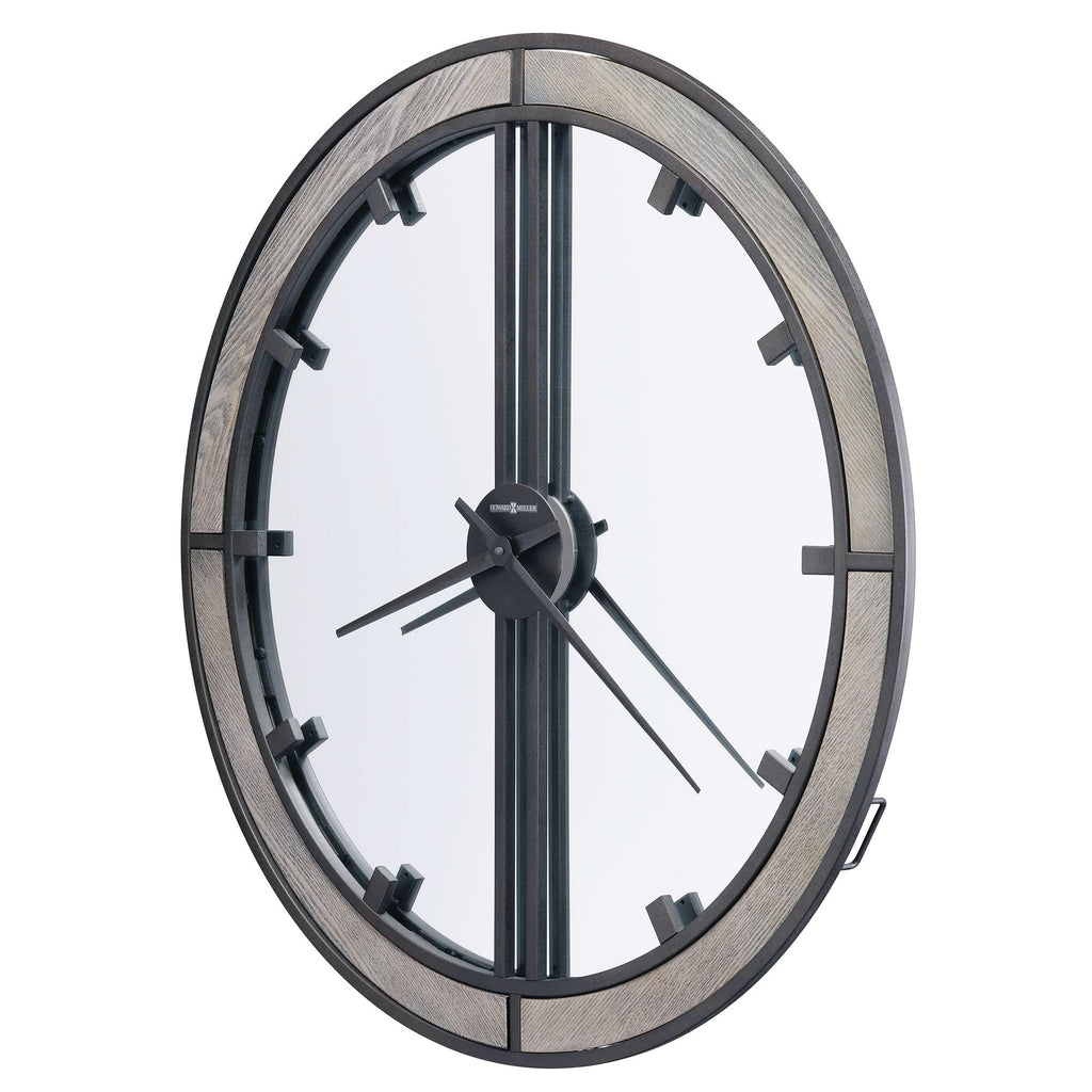 Oval wall clock with black and gray accents