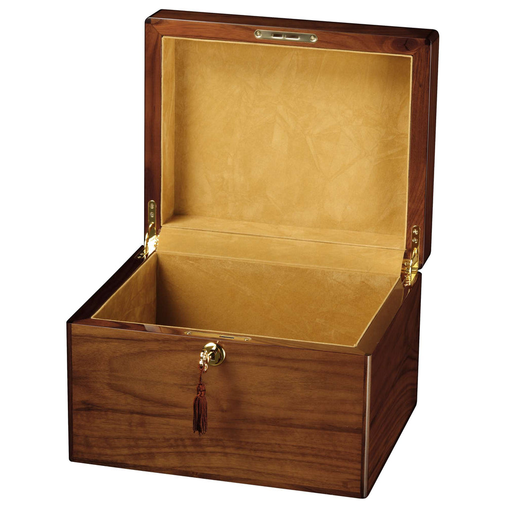 Open wooden box with a smooth interior