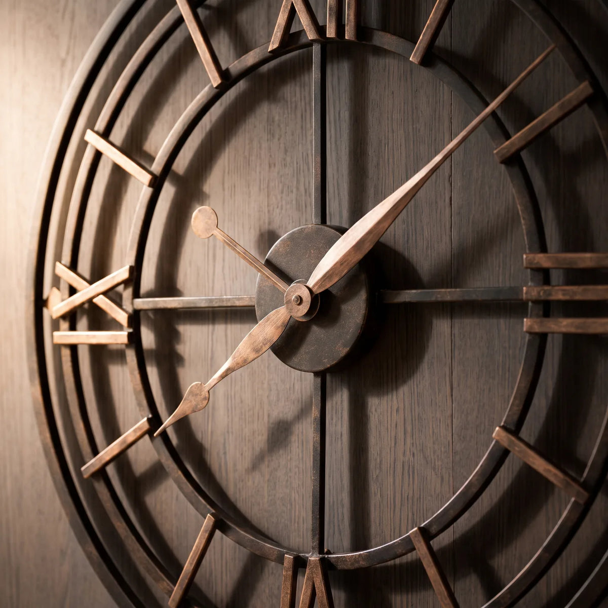 Howard Miller York Station Wall Clock, close-up of the dial and finish detail