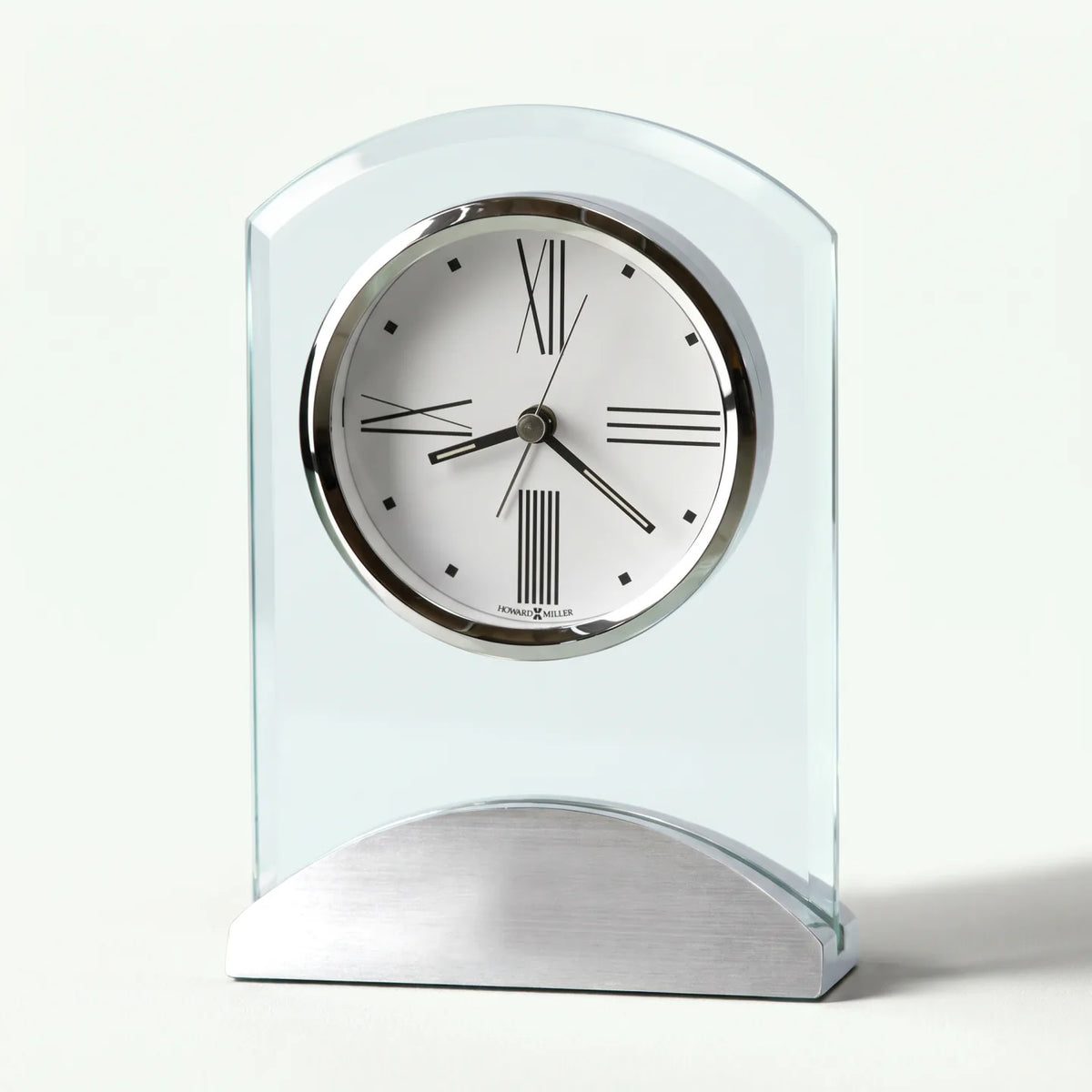Howard Miller Tribeca Tabletop Clock, 6-inch, front view on a plain white background
