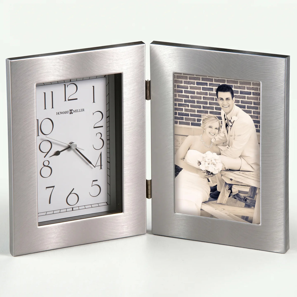 Howard Miller Lewiston Tabletop Clock, 11-inch, front view on a plain white background