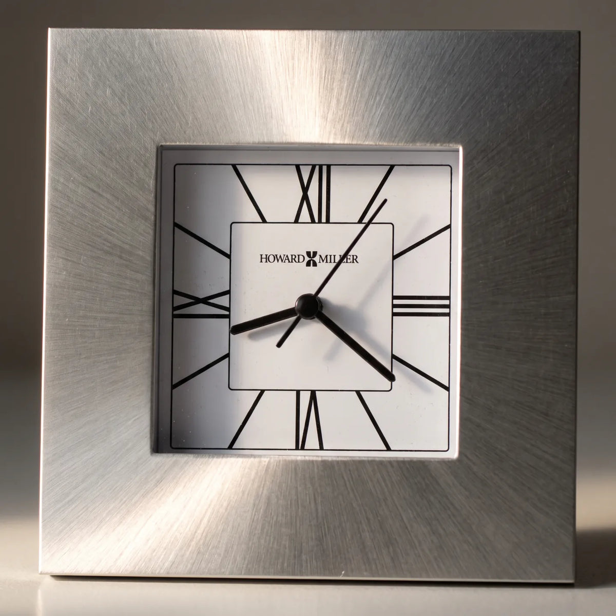 Howard Miller Kendal Tabletop Clock, close-up of the dial and finish detail
