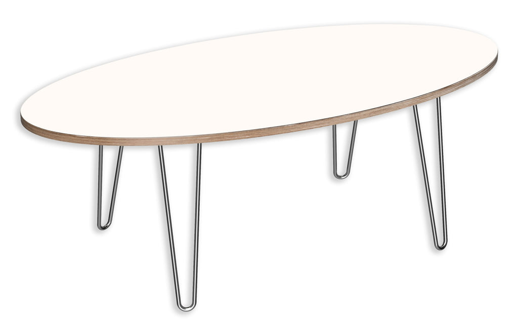 991071DT DesignerPly Oval Coffee Table: Designer White