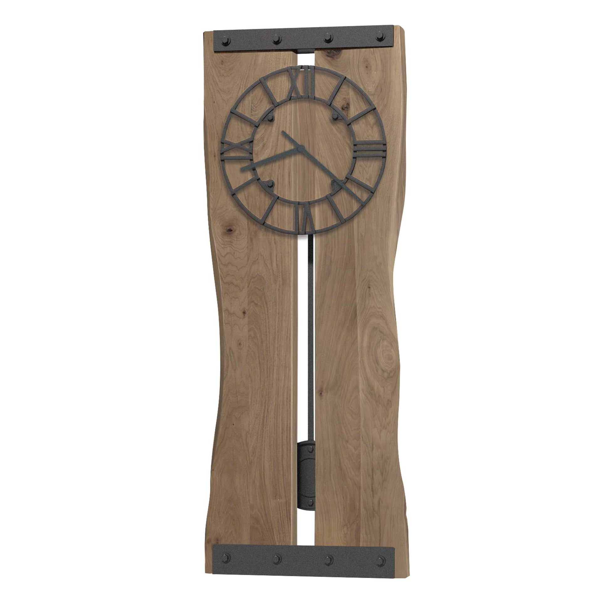 Decorative wall clock with a wooden design and Roman numerals