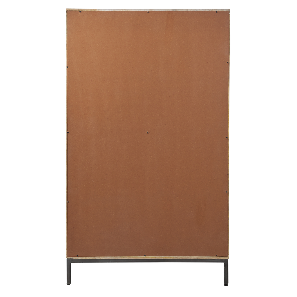 Brown bulletin board mounted on a black stand