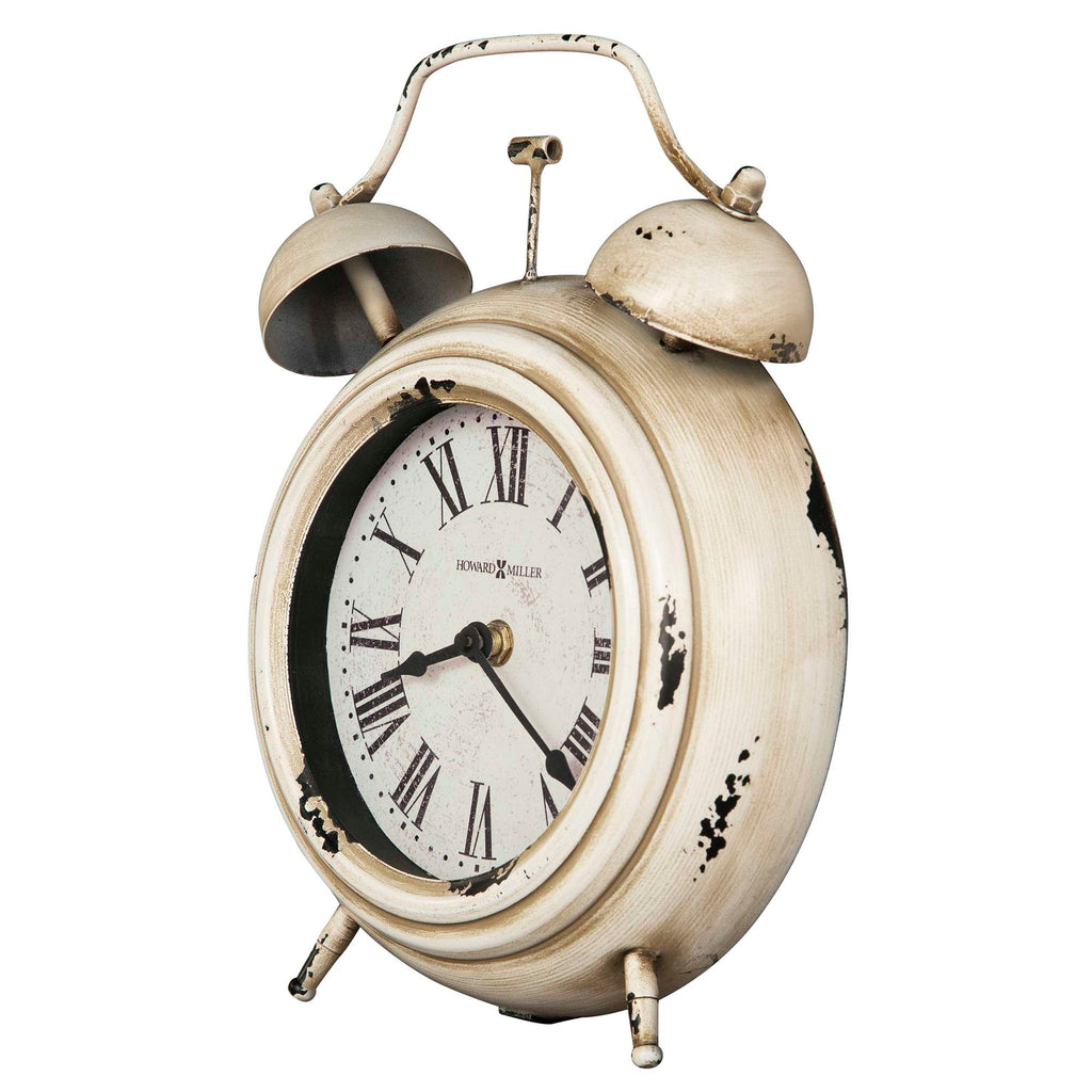 Vintage alarm clock with a white and distressed finish