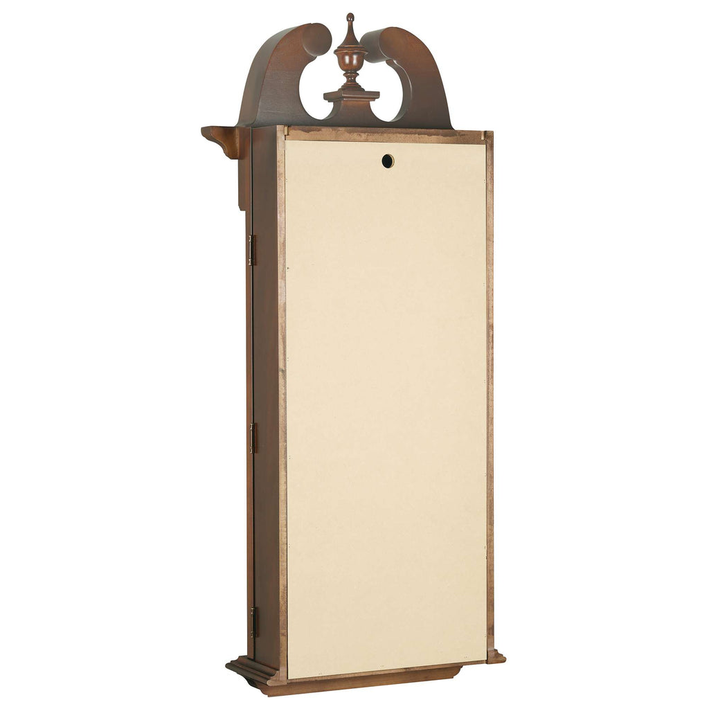 Vertical wooden wall cabinet with decorative top