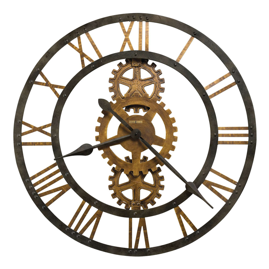 Vintage wall clock with gear mechanism and Roman numerals