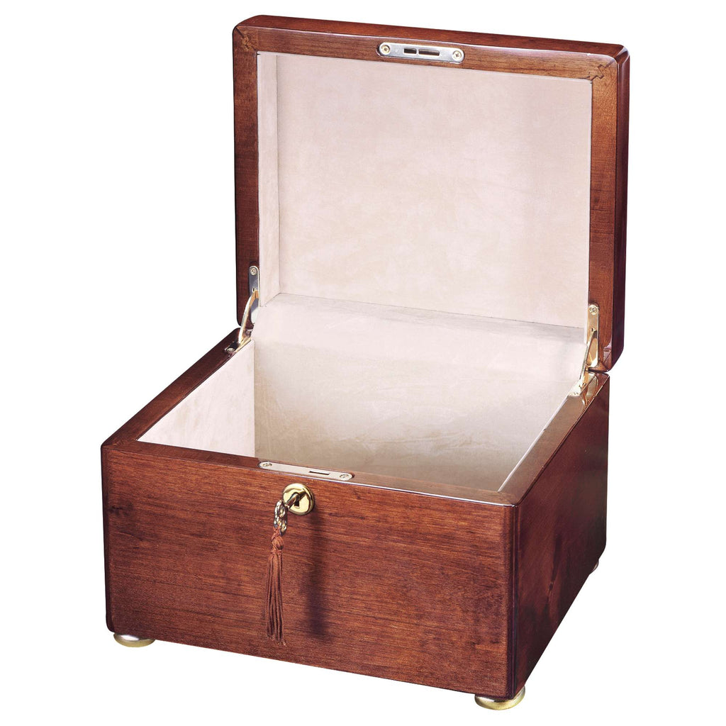 Open wooden box with a smooth interior
