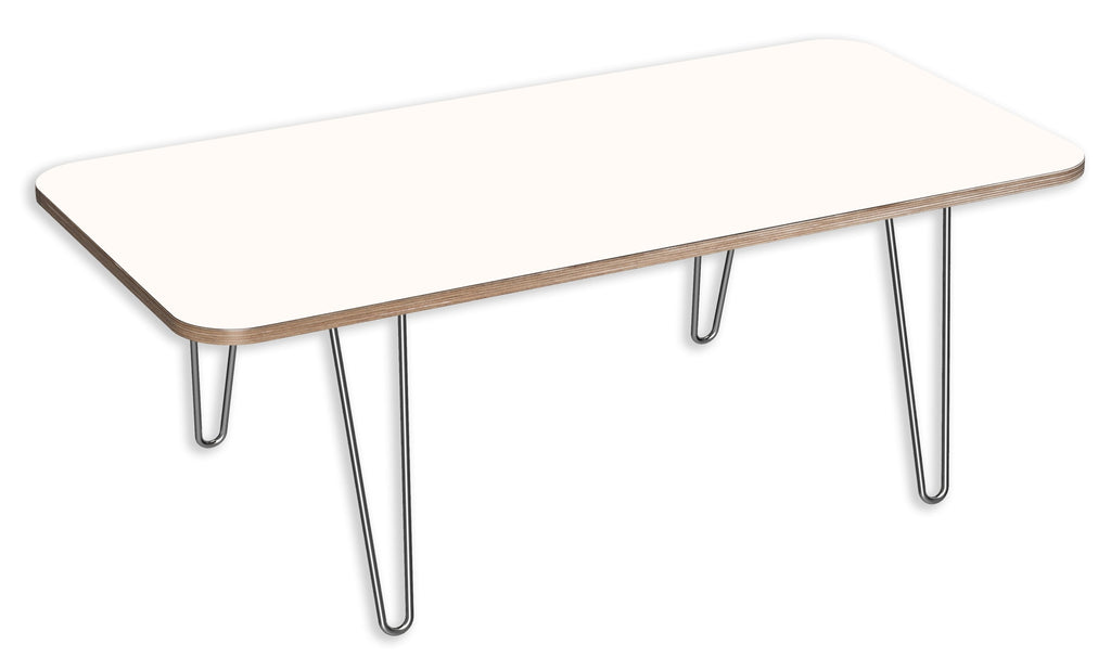 991070DT DesignerPly Radiused Coffee Table: Designer White