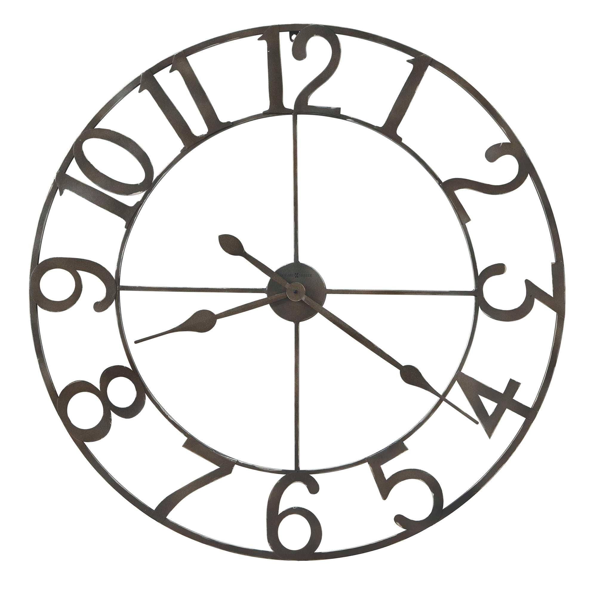 A circular wall clock with large black numbers and hands.