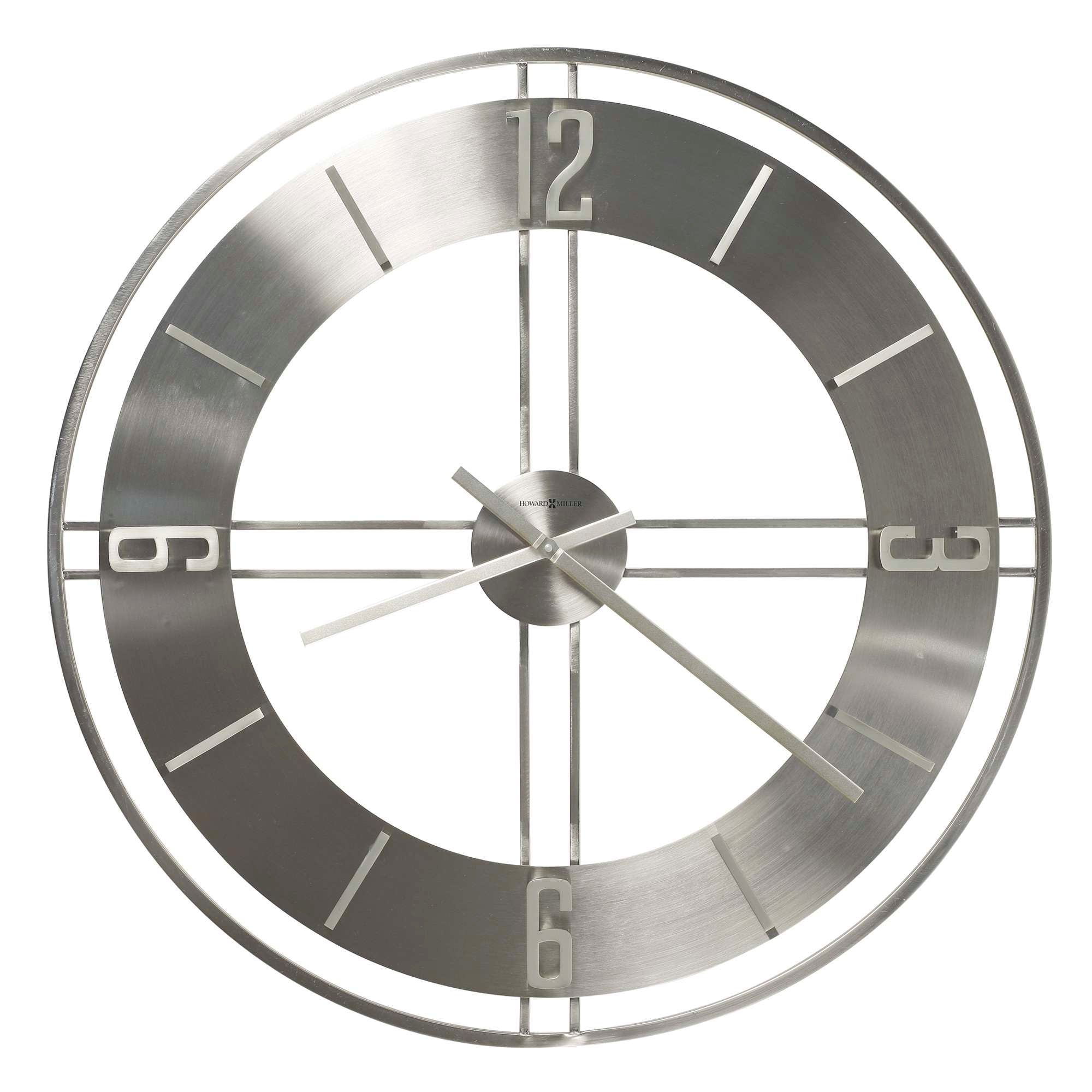 Stylish round metal wall clock with minimalistic design.