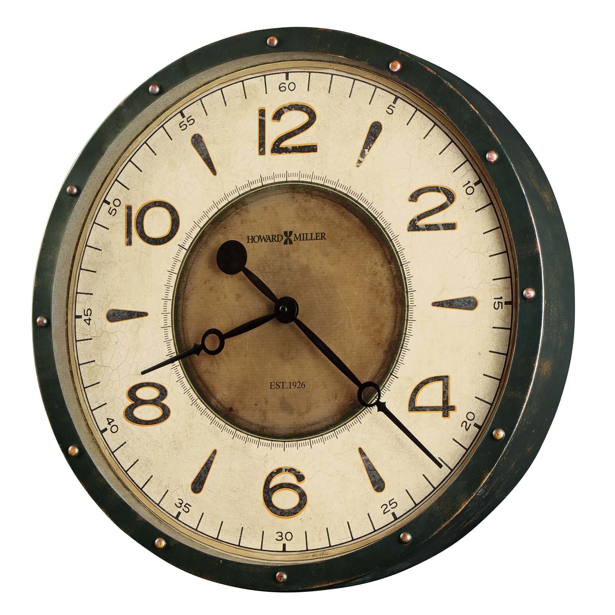 Vintage wall clock with a distressed design