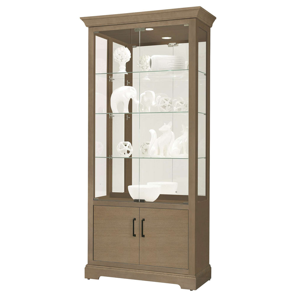 Elegant glass display cabinet with decorative items