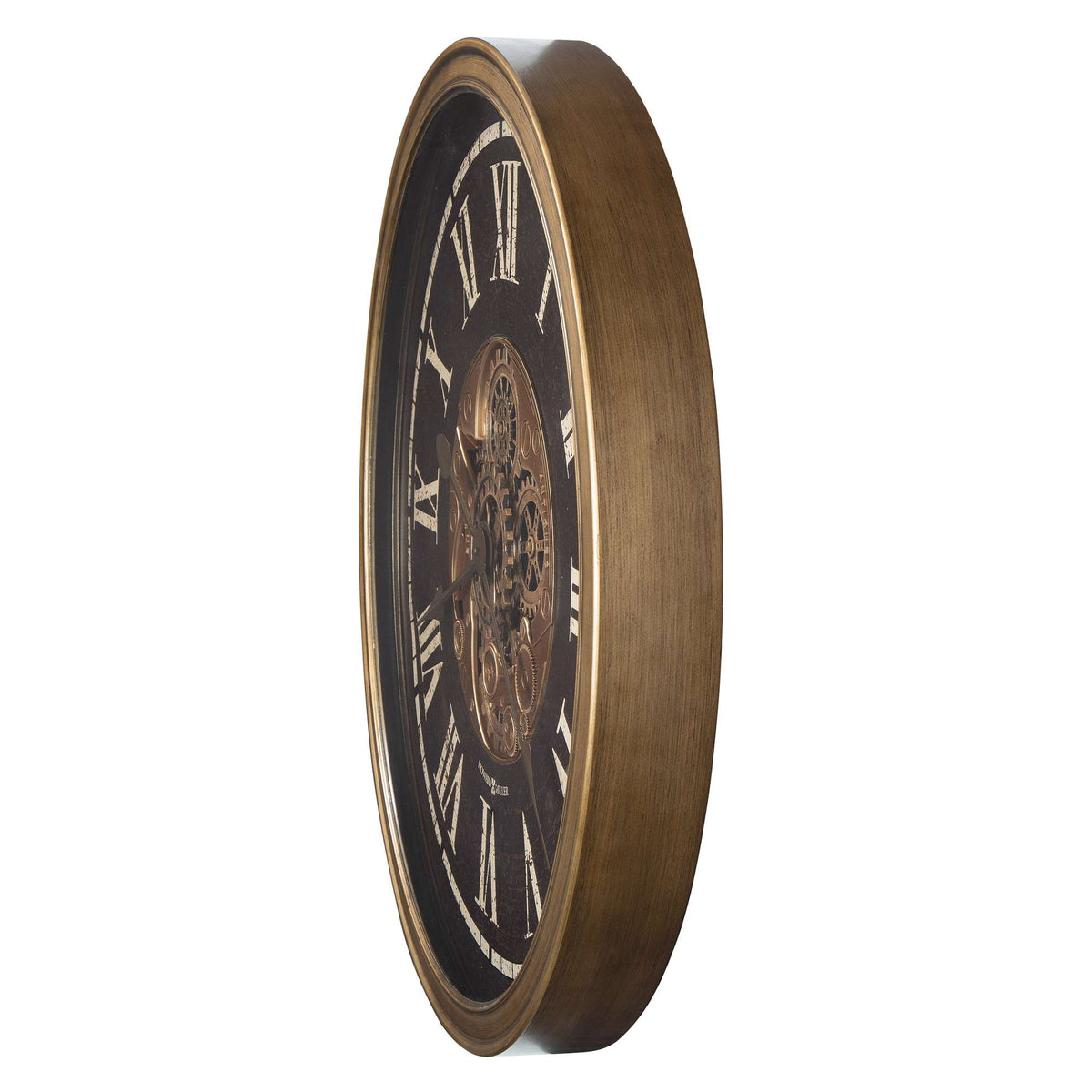 Vintage wall clock with Roman numerals and a wooden frame