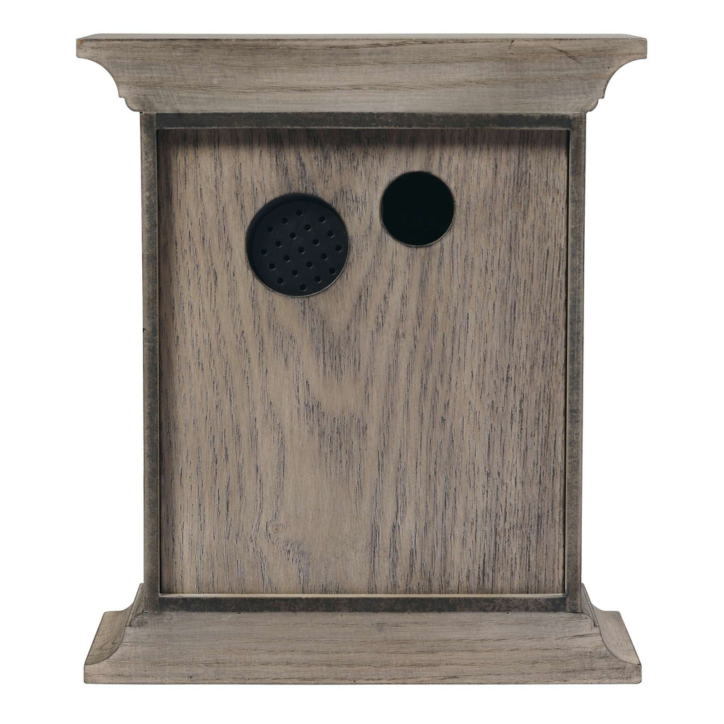 Wooden box with two circular openings