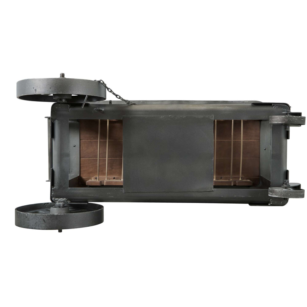 Top view of an overturned vintage toy car