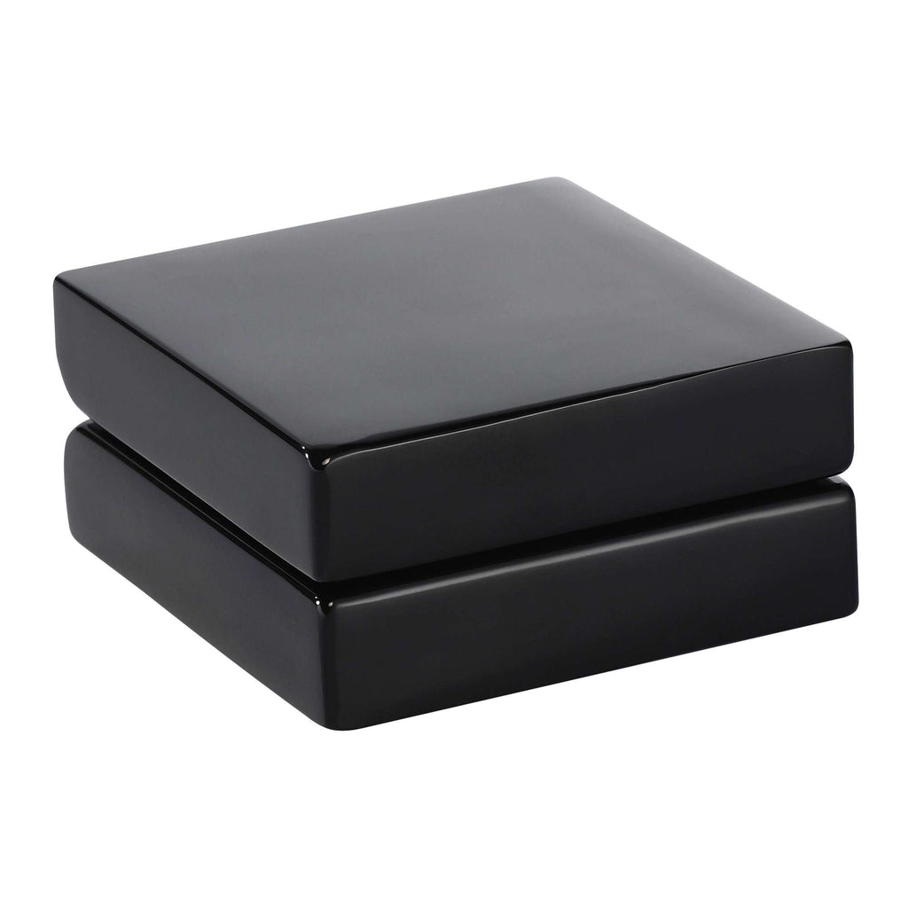 Two glossy black stacked boxes