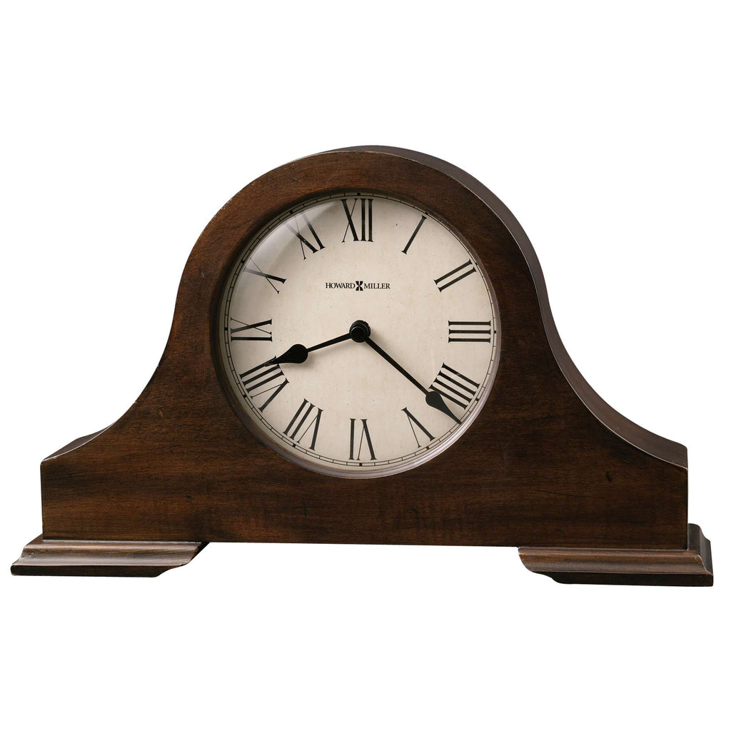 Wooden mantel clock with Roman numerals