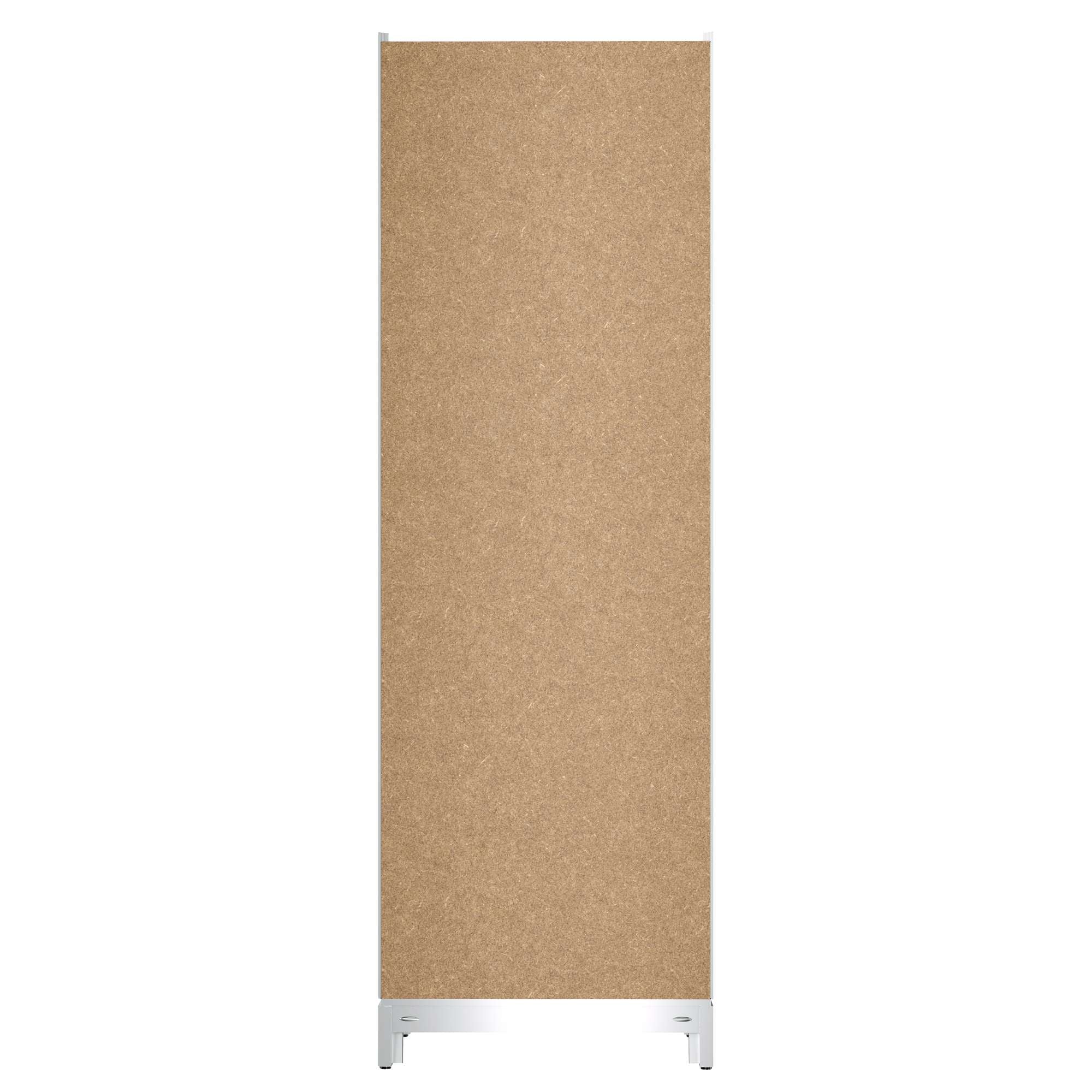 Vertical corkboard panel with a metal base.
