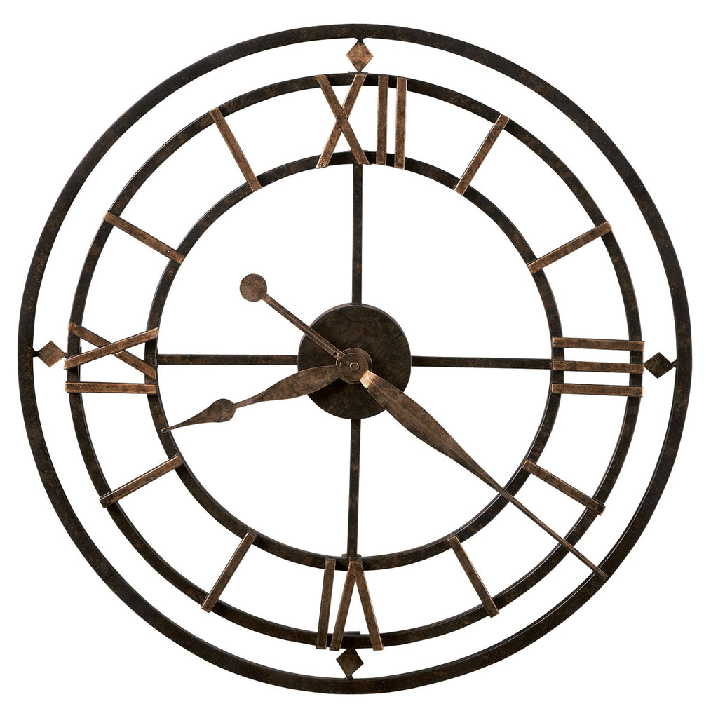Decorative wall clock with Roman numerals and a metal frame.